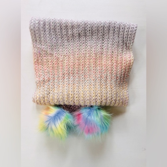 NWT KURT GEIGER LONDON SCARF | Be Kind Pom Pom Pastel Ombré Cotton Knit $79 🎁 - Picture 3 of 6